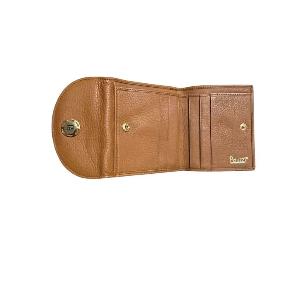 Peruzzi Unisex Brown Bifold Wallet Genuine Leather Credit Card Slots
